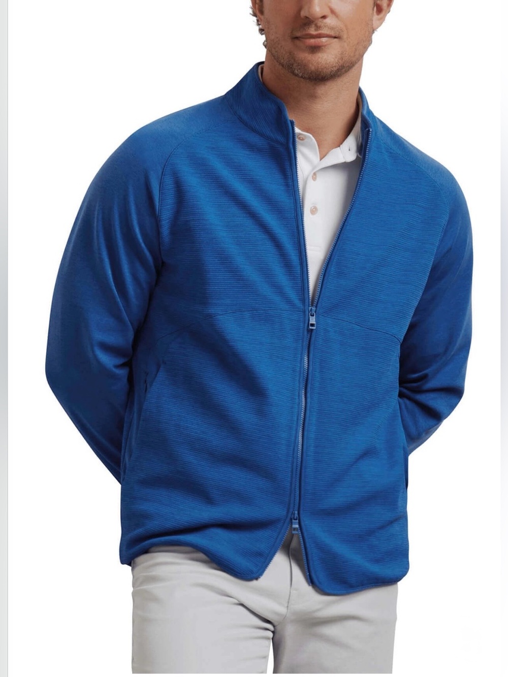 NWT Peter Millar Men's Sailor Blue Vista Hybrid Full-Zip Jacket (Large)
